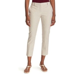 THEORY | Treeca 4 Stripe Stretch Cotton Crop Pants In Khaki Multi Size 6